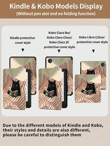 Kingsung Red Striped Black Cat Pattern Tablet Protective Case, Compatible With IPad Air 8 (Model M4) 2026 11-Inch/13-Inch, 9.7/10.2/10.5/10.9/12.9-Inch, Pro 11-Inch, 10th Generation, Galaxy Tab S6 Lite 10.4-Inch, Kindle Paperwhite 2024 12th Generation, Kindle 2022 11th Generation. Features Shockproof Function And Smart Stand, Supports Auto Wake And Sleep Function. - Multicolor - View 11