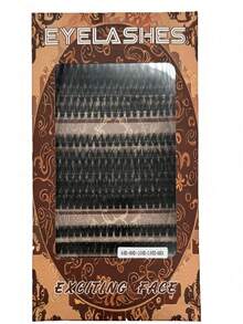 15 Rows 300 Clusters 100D 80D 60D Individual Eyelashes 10-18mm Mixed Length Fluffy D/CC/DD Curl Heat-Bonded Lash Clusters 0.05/0.07 Wispy DIY Beginner Lash Extensions Segmented Faux Mink Eyelashes For Self-Application - Black - View 3