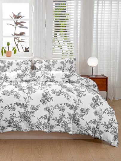 Bộ chăn ga gối họa tiết lá hoa 2/3 món, sợi microfiber siêu mềm thoáng khí dùng cho mọi mùa, có thể giặt, chống xù lông/co rút/nhăn, phù hợp phong cách INS và Country, size King/Queen/Full/Twin, cho nhà ở, ký túc xá, căn hộ, phòng khách, nhà cho thuê và làm quà tặng
