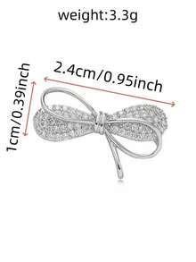 1pc Elegant Mini Bow Brooch, Double Layer Geometric Pin Accessory For Clothing - Bow - View 5