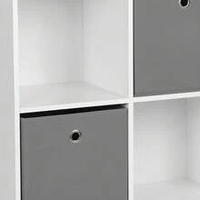 KIWI MOBLEKIT | Wooden Shelves For Storage And Decoration, Cube Or Rectangular Models With Door Or Drawer Options, Modern Auxiliary Furniture For Living Room, Bedroom Or Office - 四格書架 60x29x75 公分 白色和灰色 - 查看 6