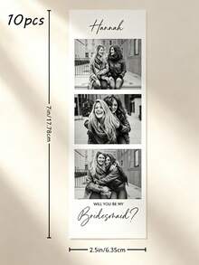 Kartu Undangan Bridesmaid Bergaya Foto yang Dapat Disesuaikan, Nama yang Dipersonalisasi, Desain Vertikal Putih Minimalis, Cocok Sebagai Kartu Hadiah untuk Mengundang Para Bridesmaid - MultiWarna - View 9