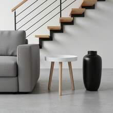 KIWI MOBLEKIT | Wooden And Metal Side Tables For Living Room Or Bedroom, Modern Functional Tables With Different Shapes And Heights, Fixed Or Folding Options For Home - 白色 60 公分 – 3 腿 - 查看 2