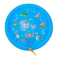 Water Play Mat, Blue Ocean Creatures And Letter Pattern - Durable Outdoor Splash Pad With Exciting Spray Function, Perfect For Lawn, Beach, Garden And Summer Park Activities | Fun Water Game Design - Spray Pad - View 3