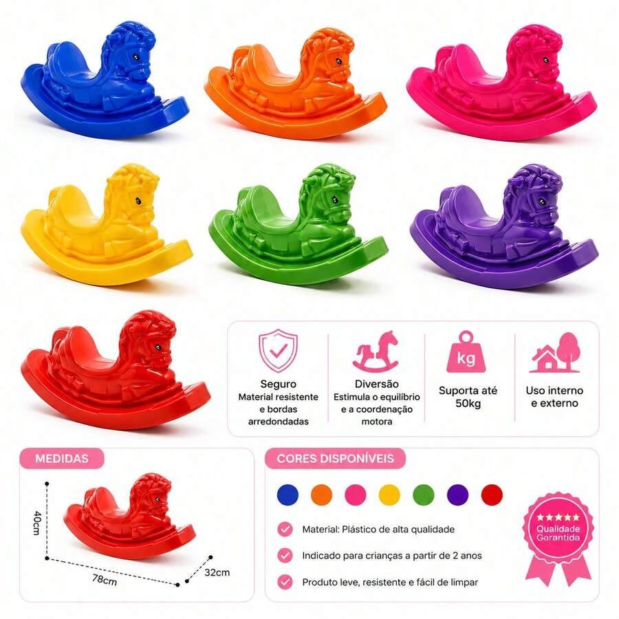 Gangorra Cavalinho Brinquedo Infantil Playground - Pink - Visão 1
