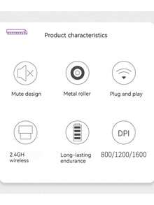 Mouse Nirkabel HP 2.4GHz, Koneksi Nirkabel (Termasuk Penerima USB), Latensi Sangat Rendah, Respons Cepat, Daya Tahan Baterai Lama, Desain Ergonomis untuk Kantor, Cocok untuk Hadiah dan Penggunaan di Kantor - View 7