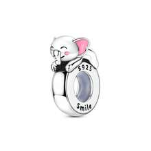 1pc S925 Sterling Silver Cute Pet Animal Spacer Bead, Cat Puppy Elephant Sloth 3D Lying Pose, With Adorable Engraving And Enamel Details, Comes With Exquisite Gift Box, Anti-Slip Positioning Design, Compatible With Basic Bracelets, Suitable For Handmade DIY Jewelry Making And Gifting - Multicolor - View 13
