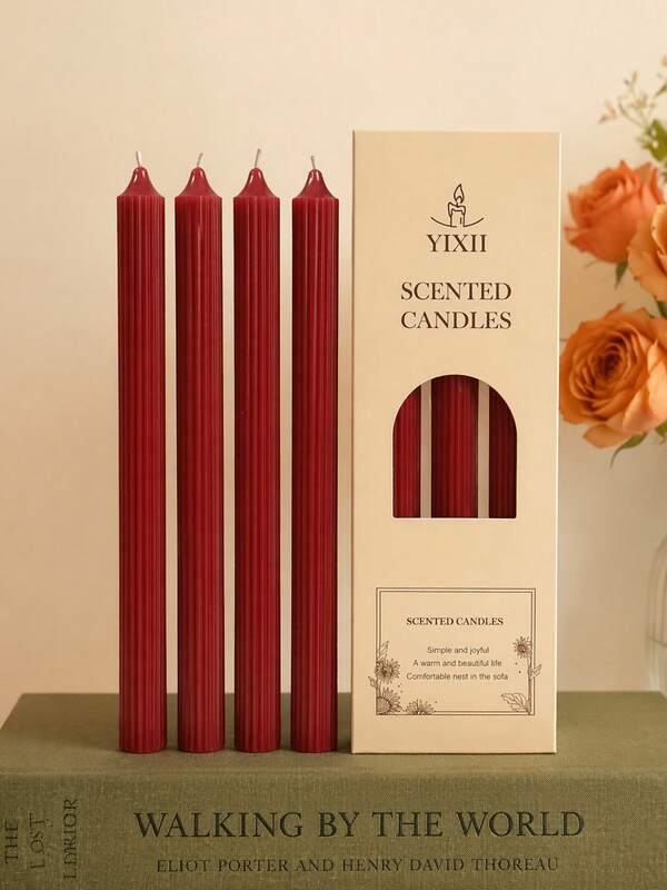 4 pièces Bougies d'aromathérapie à tige longue, porte-bougie conique sans fumée, fait de cire aromatique et de mèche en coton, brûle 8 bougies, décoration de maison, cadeau de porte-bougie