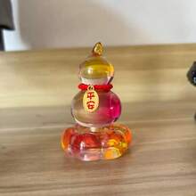 1pc Glass Rotating Gourd Ornament, Rotating Fortune And Prosperity Auspicious Small Gift, Yellow Crystal Drip Gourd - Multicolor - View 4