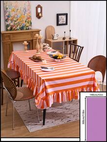 1pc Orange Velvet Ruffle Edge Tablecloth, American Country Style Simple Decorative Dining Table Cloth, Rectangular Coffee Table TV Cabinet Entryway Multi-Functional Cover, Suitable For Holiday Gathering Birthday Party Wedding Dinner Table Decoration Room Decoration Office Desk Coffee Table Mat Outdoor Picnic Mat Home Decor Room Decoration All Seasons - Orange - View 15