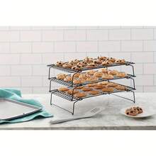 1/2/3-Piece Baking Cooling Rack Set – Carbon Steel Wire Cookie Cooling Rack, Multi-Layer Stackable Cookie Rack, Suitable For Cakes, Pastries And Fruits – Foldable, Dishwasher (Black) - Multicolor - View 5