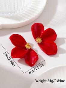 2 piezas de pendientes de flor de acrílico de media flor de colores de moda, adecuados para uso diario, salidas, picnics, viajes, fotografía - Media flor - Ver 9