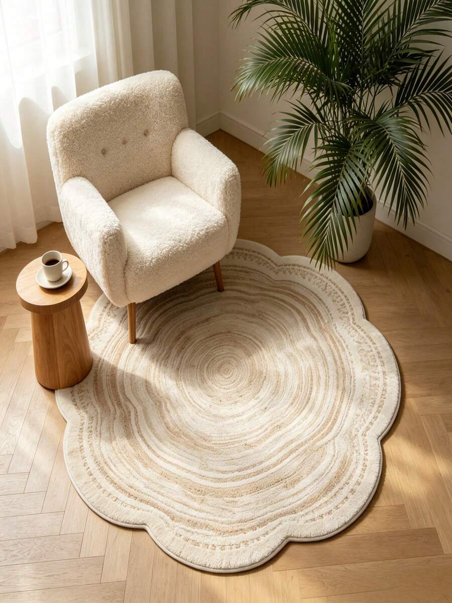 1pc INS Style Wavy Cloud Striped Irregular Shaped Decorative Carpet, Aesthetic Velvet Comfortable Fluffy Rug, Weight Approx. 850g/㎡, Easy To Clean, Doesn't Get Stuck In Doors, Stains Easy To Wipe, Daily Spills Easy To Clean, Dirt-Resistant, Machine Washable, Multiple Size Options - Perfect For Home Decor, Small Rug, Living Room, Bedroom, Kitchen, Dining Room, Bedside, Bathroom, Study, Entryway, Suitable For All Seasons, Holiday Decoration Gift!
