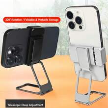 1pc Mobile Phone Desktop Stand, Portable, Creative, Foldable, Adjustable, Lazy Person's Support Rack, Rotatable, Horizontal And Vertical Screen Support, Ring Holder. - Multicolor - View 4