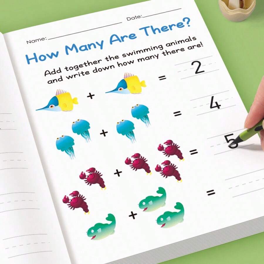 1pc, Addition And Subtraction Mental Math Practice Workbook For Kindergarten, Picture-Based Decomposition Calculation Fun Arithmetic Problems, Includes Common Vocabulary, Suitable For Kindergarten And Children Aged 3 And Above - Multicolor - View 1
