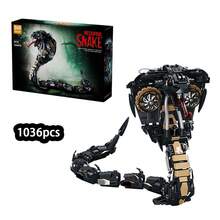 1036pcs Movable Joint Robot Snake Building Block Set, Flexible Poseable Mechanical Snake Model, High Difficulty Creative Collectible Building Toy, Ideal Gift For Teens And Adults 14+ - Multicolor - View 12