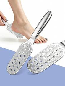 1pc Double-Sided Stainless Steel Foot File Pedicure Tool, Coarse & Fine Dual-Sided Foot Rasp To Remove Calluses, Foot Scraper To Remove Dead Skin And Cracked Heel Hard Skin, Portable Foot Exfoliation Care Tool - Silver - View 3