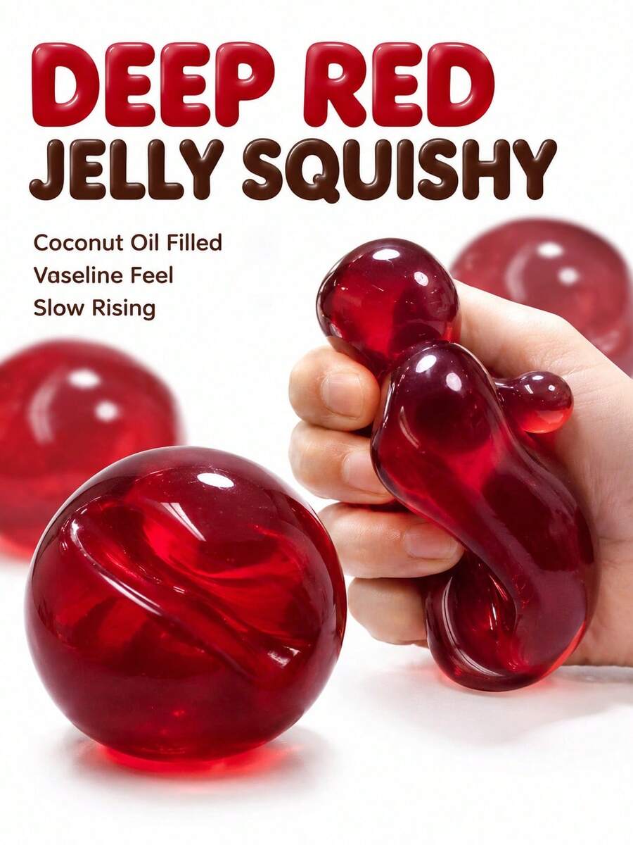 1 pieza Bola de apretar roja rubí hecha a mano, súper suave, un apretón una hendidura, textura de cristal rojo profundo, juguete antiestrés, regalo exquisito, regalo festivo, regalo de Navidad