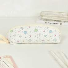 1pc Cute Multi-Compartment Stationery Storage Bag, Beige Polka Dot Design, Suitable For Students Classroom Learning, Back To School, First Day Of School - Multicolor - View 10