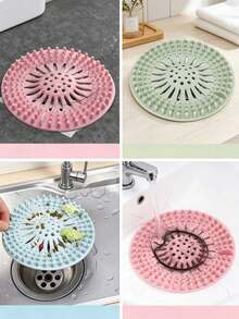 Silicone Hair Catcher Drain Cover, Anti-Clogging Sink Filter, Fast Drainage Shower Drain Cover, Suitable For Bathroom, Kitchen, Bathtub, Laundry Room, For Women Home Use - Multicolor - View 9