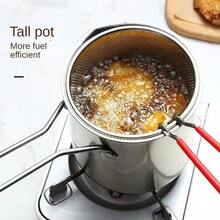 dilidili 1pc Stainless Steel Japanese Tempura Deep Fryer With Filter Basket And Clip, Suitable For Frying French Fries And Fried Chicken (Kitchen Accessory) - View 4