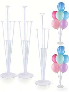 2/4 Sets Balloon Stand Kit, Includes Desktop Balloon Stand With Self-Adhesive Base, Balloon Column Stand And Accessories, Balloon Table Stand With Cup-Shaped Balloon Plug, Easy To Assemble Balloon Stand, 1 Set Transparent Balloon Stand, Suitable For Birthday Party And Wedding Table Decor - Multicolor - View 3