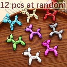 12 piezas Colgantes de Perro de Globo de Dibujos Animados DIY, Colores Aleatorios, Encantos de Perro de Acrílico Coloridos y Lindos, Adecuados para Llaveros Hechos a Mano, Fundas de Teléfono - Multicolor - Ver 10