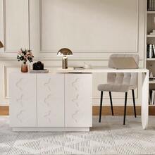 Desk, Rotating L-Shaped Corner Computer Desk, Office Desk, Dressing Table, White 110 Cm - 白色 - 查看 12