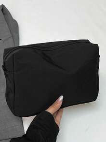 Premium Nylon Waterproof Makeup Bag For Women, Large Capacity Portable Travel Toiletry Storage Pouch, Versatile Black - Black - View 7