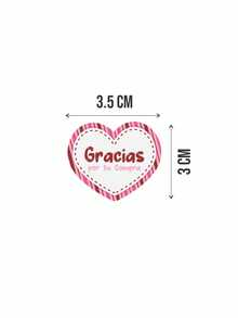 Creative Mariu Etiquetas Agradecimiento, Forma Corazón, Calcomanía, Sticker - Modelo 1 - Ver 6