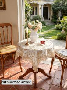 ABEST6522 Home&Living store 1件雙層100%聚酯纖維蕾絲飾邊3D刺繡金線刺繡廚房餐桌布書房書桌桌布家居裝飾節日裝飾室內外派對婚禮裝飾系列 - 彩色 - 查看 12