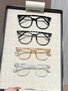 4 Pairs Women's Geometric Full Frame Plastic Windproof Daily Non-Prescription Glasses Glasses, Classic Thick Frame Basic Style, Autumn/Winter Casual Eyewear, Suitable For Office, Cosplay And Other Occasions - Clear - View 2