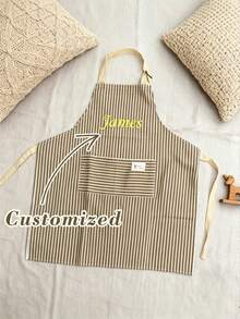 Customized Name Embroidered Linen Apron, Personalized Embroidered Name Apron, Breathable And Skin-Friendly, Unique Design, Practical And Warm Souvenir - Multicolor - View 10