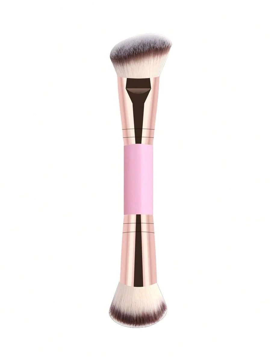 Dual-Ended Makeup Brush - Angled Contour Brush And Flat Foundation Brush, Suitable For BB Cream, Liquid Foundation, Achieving Seamless Blending, Shading And Contouring (Professional Makeup Brush Set), Foundation Brush, Concealer Brush, Blush Brush, Contour Brush, Blush Brush, Contour Brush, Powder Brush, Foundation Brush, Blush Brush - Rose Gold - View 1