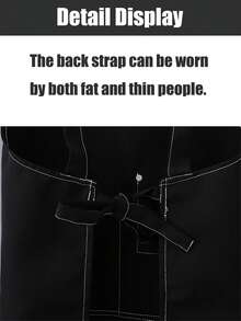 1pc Premium Canvas Kitchen Apron (Black), Adjustable Shoulder Strap Apron, Double Shoulder Strap Apron, Unisex, With 2 Large Pockets And 1 Small Pocket, Suitable For Chef Cooking, Gardening, BBQ, Cafe, Painting, Baking, Hairdressing And Nail Art - A - View 4