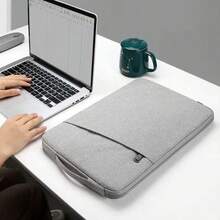 Sarung Laptop Tahan Air dan Guncangan untuk Laptop 11/12/13/14/15/16 Inci, Kompatibel dengan Apple Air/Pro 14/16 Inci dan Laptop Merek Lainnya, Dilengkapi Kantong, Bahan Poliester, Pelindung untuk Perlengkapan Sekolah - Abu-abu Muda - View 13