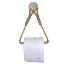 Rustic Hemp Rope And Wooden Stick Toilet Paper Holder - Wall-Mounted, Self-Adhesive, Decorative Bathroom Tissue Dispenser With Macrame Design, Toilet Paper Storage - Multicolor - View 4