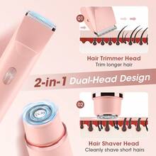 Hailicare Aparador de Maiô Bikini Feminino, Barbeador Elétrico 2 em 1, Removedor de Pelos Corporais e Faciais, Lâmina Feminina à Prova d'Água IPX7, Adequado para Coxas, Axilas, Áreas Íntimas, Essencial para Casa e Viagem, Portátil - Visão 2