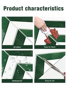 WoStick 5/15片 11.43"X9" 3D奶油色人字紋自黏式牆磚貼紙，防油防水，易安裝可移除，適用於廚房與浴室 - 綠白魚骨紋 - 查看 4