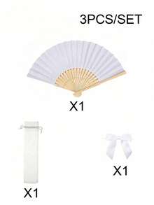 3/9/12pcs Personalized Wedding Favors, Customized Name Folding Fans, Bridal Hand Fans, Anniversary Guest Gifts, Keepsakes - Multicolor - View 8