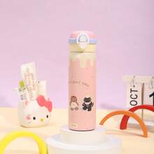 New 316 Stainless Steel Insulated Tumbler, Cartoon Design With Carrying Strap, Portable Vacuum Water Cup, Student Spring-Loaded Dual-Drinking Straw Cup - Multicolor - View 11