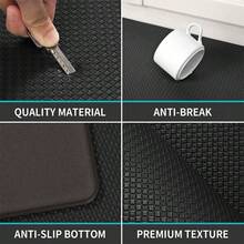Juego de 2 alfombras de cocina con acolchado anti-fatiga, impermeables de espuma de memoria, tipo pasillo antideslizante para uso frente al fregadero, lavandería, escritorio de pie - Negro - Ver 6