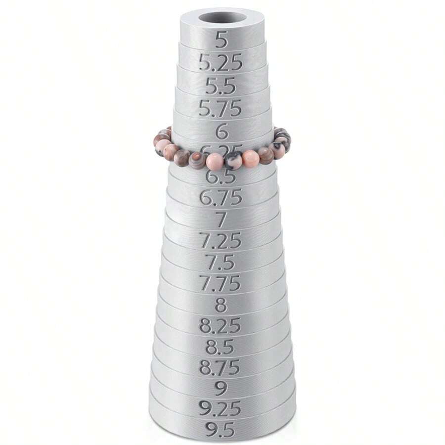 KLONKEE Professional Bracelet Size Measuring Mandrel, 3D Printed Plastic Bracelet Measuring Tool With 5-9.5 Inch Markings, Essential Tool For Jewelry Makers And DIY Crafters At Home (Grey)