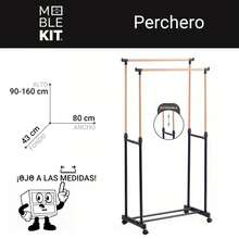 KIWI MOBLEKIT | Free-Standing And Expandable Clothes Racks In Metal And Wood, Clothing With Adjustable Options, With Wheels Or Shelves, Organizers For Bedroom, Entryway And Home - 雙木尺寸 80x43x90-160 厘米 - 查看 3