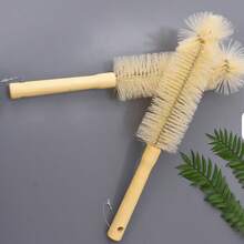 Natural Bristle Bottle Brush,Long Wooden Handle - B - View 4