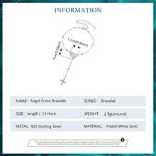 BAMOER Angel Cross Bracelet 925 Sterling Silver Adjustable Chain Women's Religious Faith Jewelry Guardian Spirit - Silver - View 10