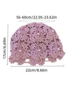 Gorro de mujer de moda hecho a mano con cuentas, pañuelo de cabeza de ganchillo calado de estilo vintage exótico para primavera/verano - Sombrero tejido - Ver 6