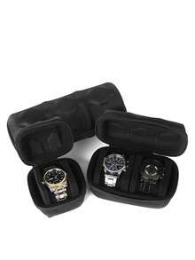1pc Hard Shell Watch Travel Storage Box, Unisex Portable Single Watch Organizer And Storage Box, Watch Protection Storage Box, Anti-Shake Watch Pillow, Suitable For Wristwatches And Smartwatches (1/2/3 Slots) - Black - View 1
