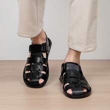 2026 Nuevas sandalias cerradas con protección de dedos para hombres, uso casual & de desplazamiento - todo negro - Ver 6