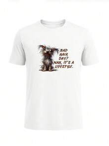 Herren Street Typography Muster T-Shirt Baumwoll Tee - Weiss - Übersicht 2